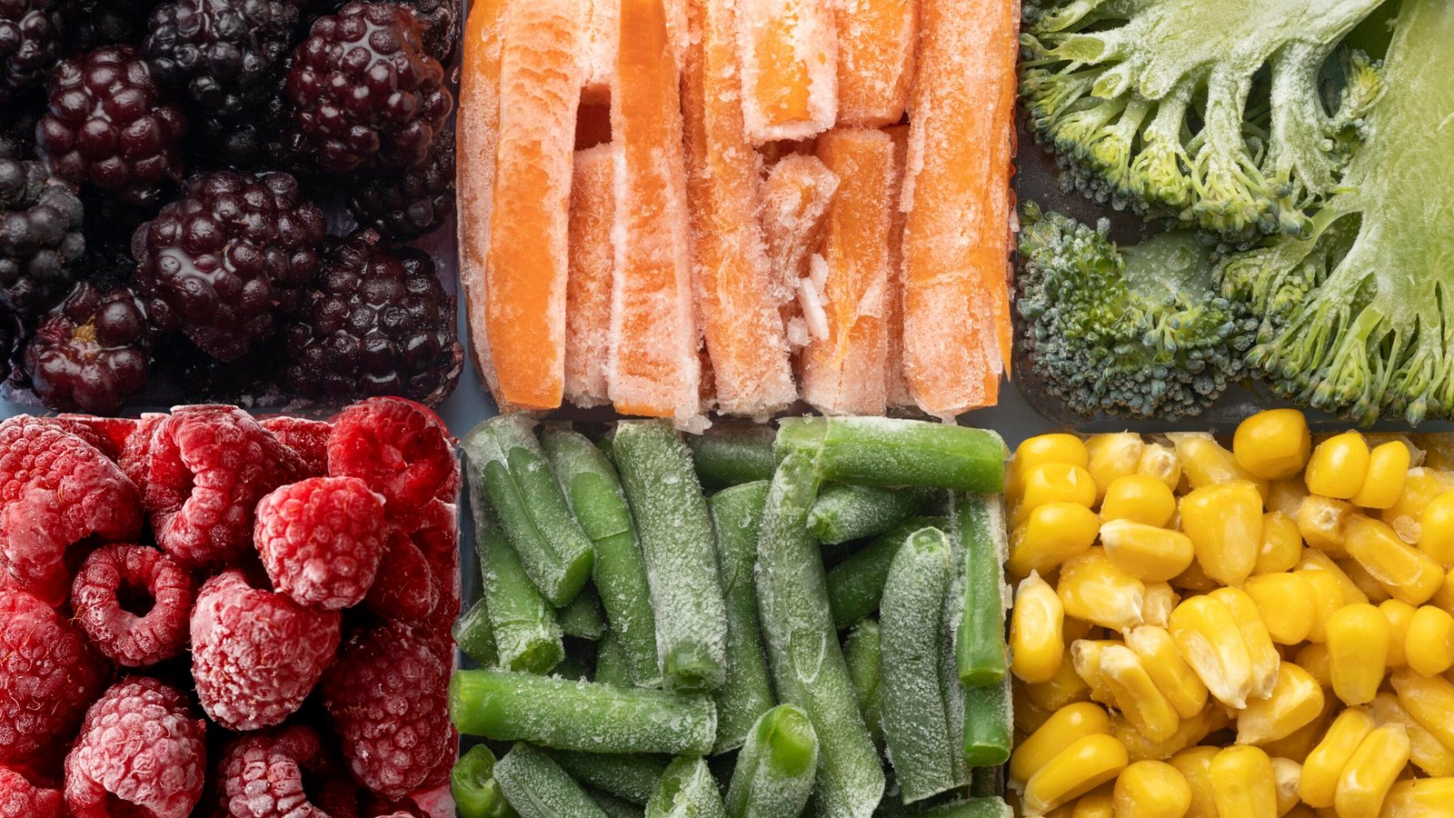 top view arrangement frozen food